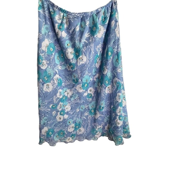 Appleseed’s Blue Floral Print Skirt Size 14 Elastic Waist Vintage Lined - Picture 3 of 7